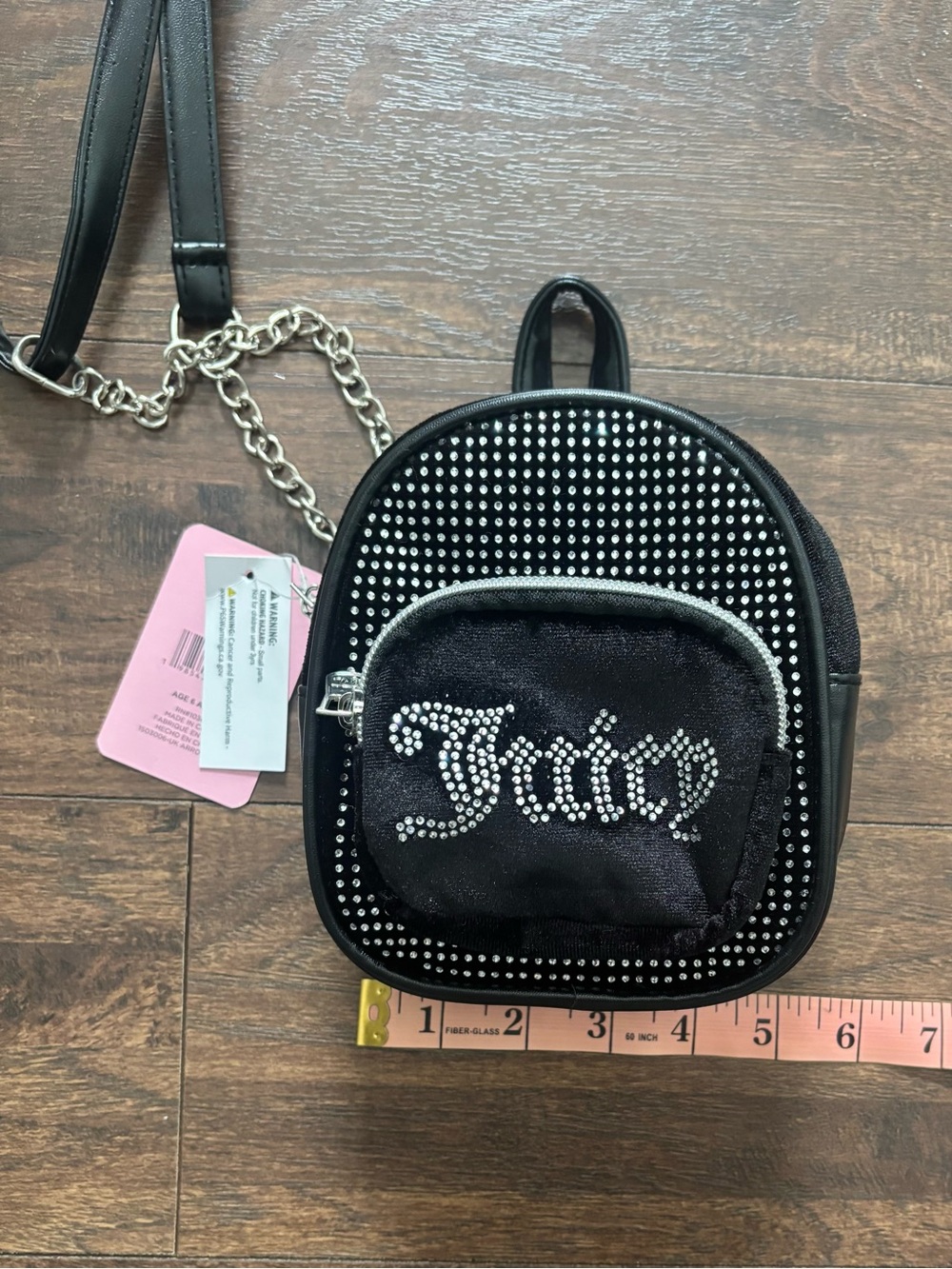 Juicy Couture Black Mini Rhinestone Logo Backpack - Picture 3 of 4